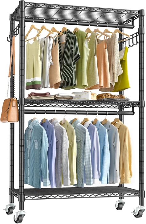 metal rolling clothes rack|rolling clothes rack heavy duty.